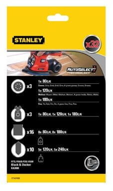 Stanley zestaw papierów ściernych do multiszlifierek B+D