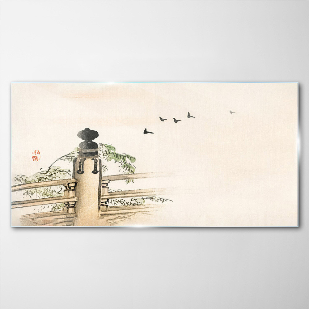 PL Coloray Obraz Szklany Oddziały Ptaki 100x50cm