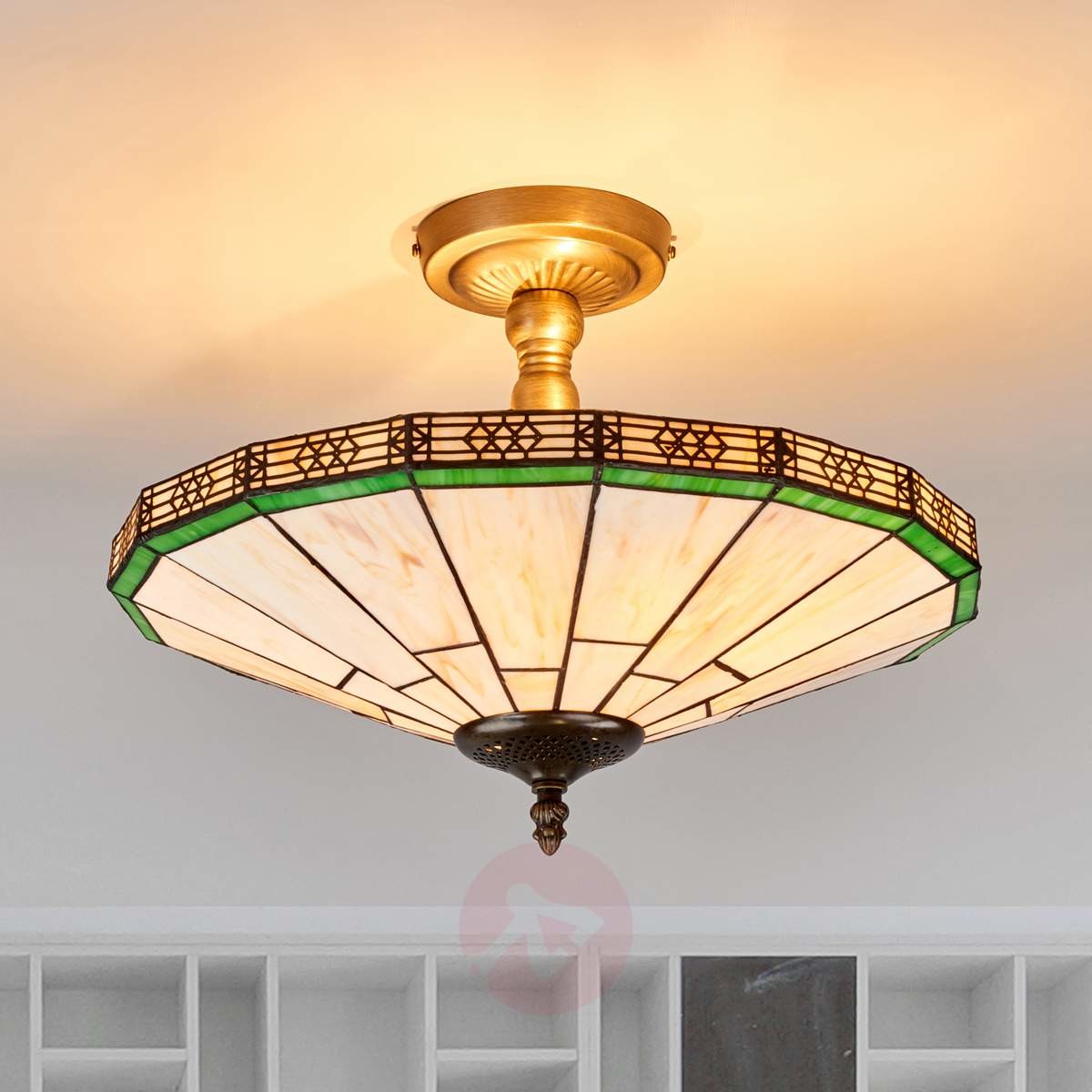 Searchlight NEW YORK - klasyczna lampa sufitowa, styl Tiffany