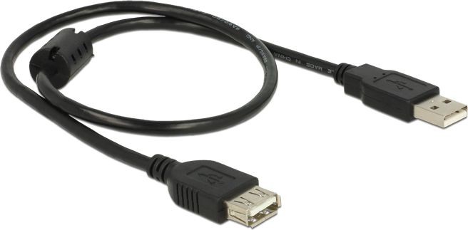 Delock Kabel USB USB A > USB A M/Ż Czarny 0.5m 83401