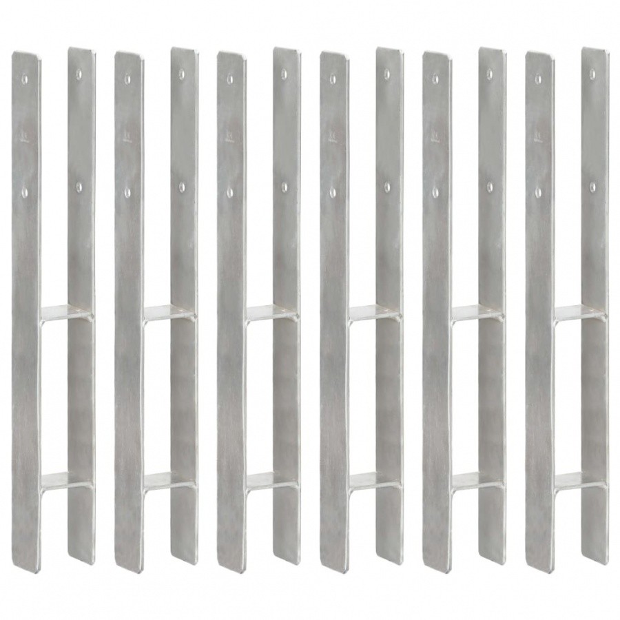 Vida Kotwy do słupków 6 szt. srebrne 7 x 6 x 60 cm stal V-145294