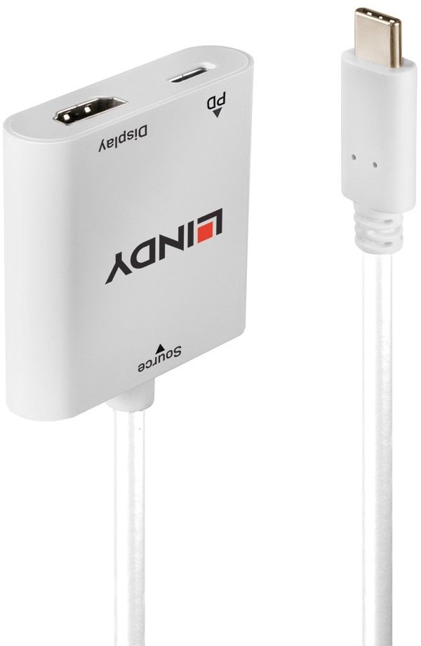 Lindy 43272 Przejściówka adapter) wt USB 3.1 C gn HDMI 4K60 Ultra HD z gniazdem ładującym LY-43272