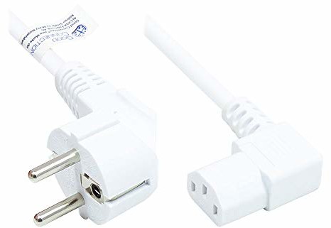 Good Connections kabel sieciowy 1,8 m wtyczka ze stykiem ochronnym typu E+F (CEE 7/7, zagięta) do gniazda IEC C13 (prosty) miedziany przewód CU 0,75 mm kabel do chłodnicy do PC, monitora, itp. b