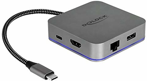Delock 87742 USB Type-C stacja dokująca do urządzeń mobilnych 4K - HDMI/Hub/LAN/PD 3.0 z oświetleniem LED 87742
