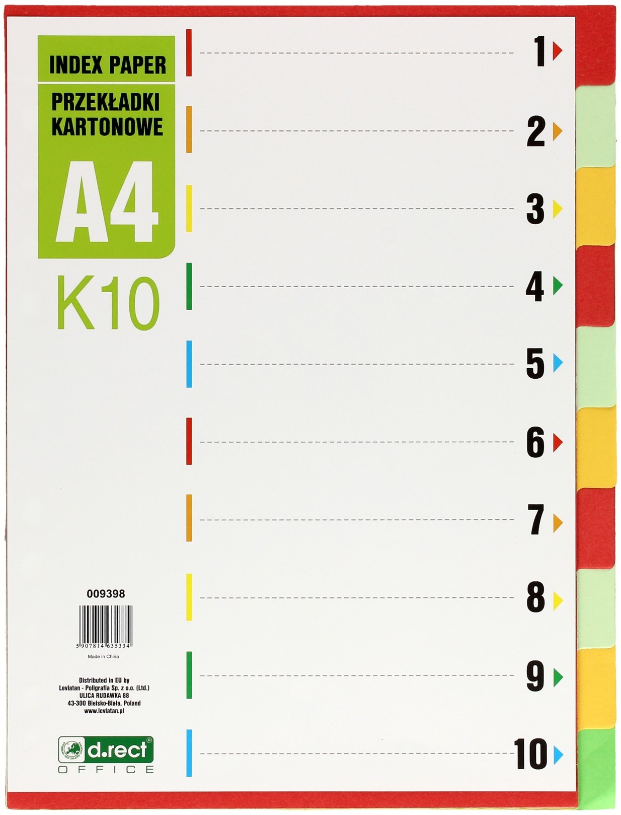 Drect D RECT Przekładki kartonowe A4 10k K10