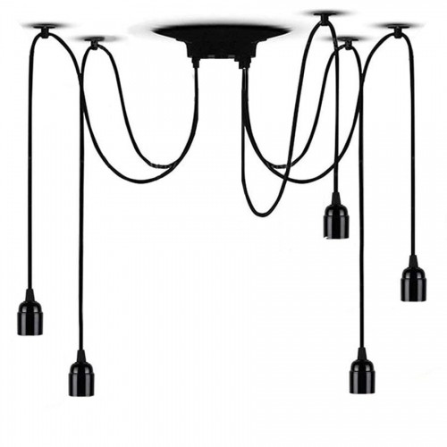 LEDIGO Lampa wisząca pająk czarna 5 ramion E27 074-005-BLK-1