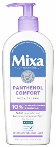 Mixa Panthenol Comfort balsam do ciała, łagodzący swędzenie i uspokajający balsam, z pantenolem i gliceryną roślinną, do skóry wrażliwej, 250 g