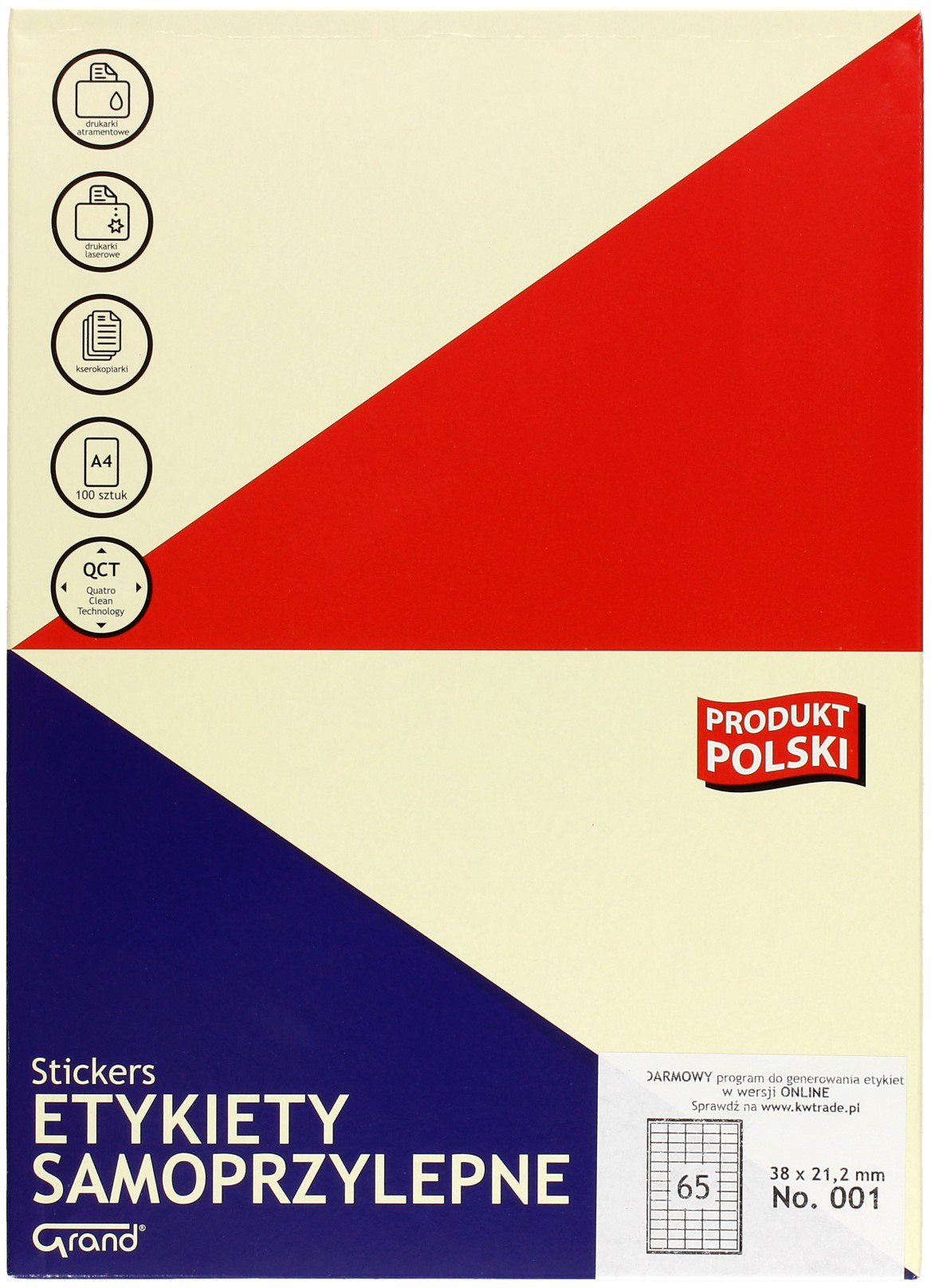 Grand Etykiety uniwersalne 38x21.2/65 białe (100)