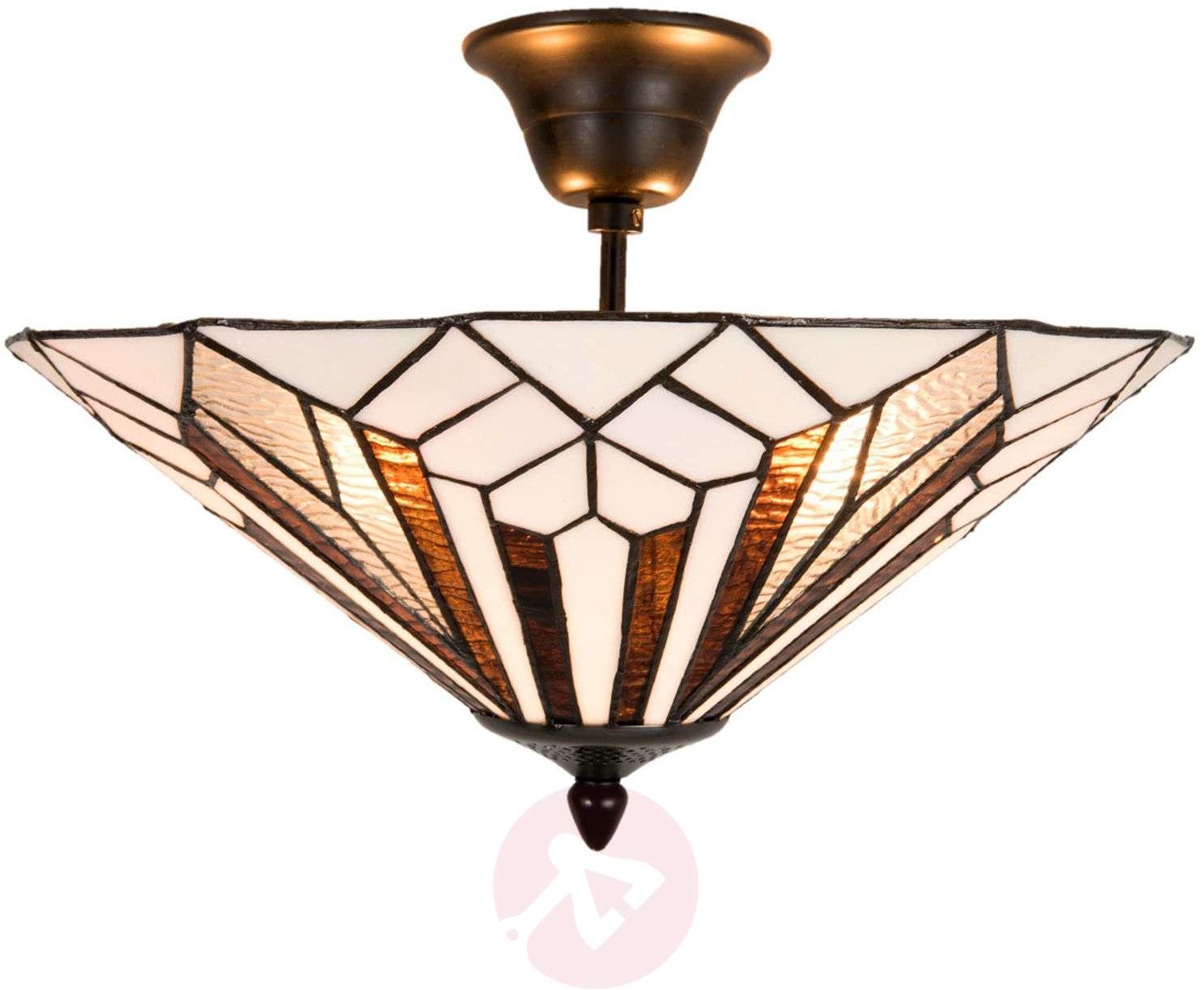 Clayre & Eef Lampa sufitowa 5896 w stylu Tiffany, biało-brązowa