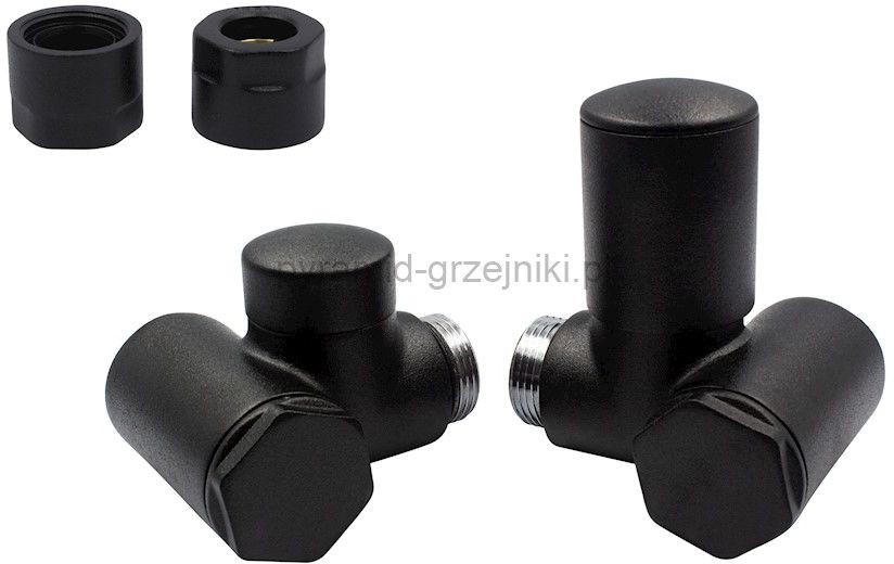 Varioterm Zawór regulacyjny INTEGRA ze złączką Pex/Cu - czarny str. miedź 15 mm prawy IR14FK/P(Cu)