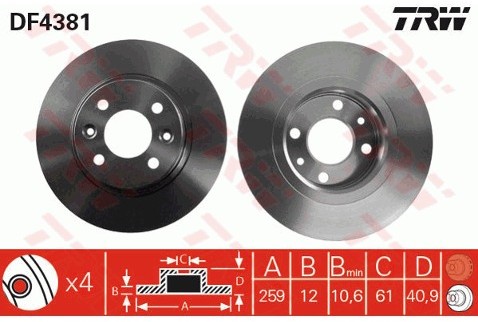 TRW Tarcza hamulcowa DF4381