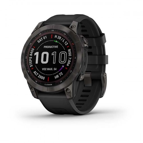 Garmin Garmin Fenix 7 Sapphire Solar Tytanowo-szary z powłoką węglową DLC z czarnym paskiem 010-02540-21 010-02540-21