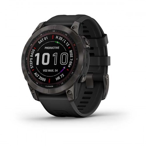 Garmin Garmin Fenix 7 Sapphire Solar Tytanowo-szary z powłoką węglową (DLC) z czarnym paskiem [010-02540-21] 010-02540-21