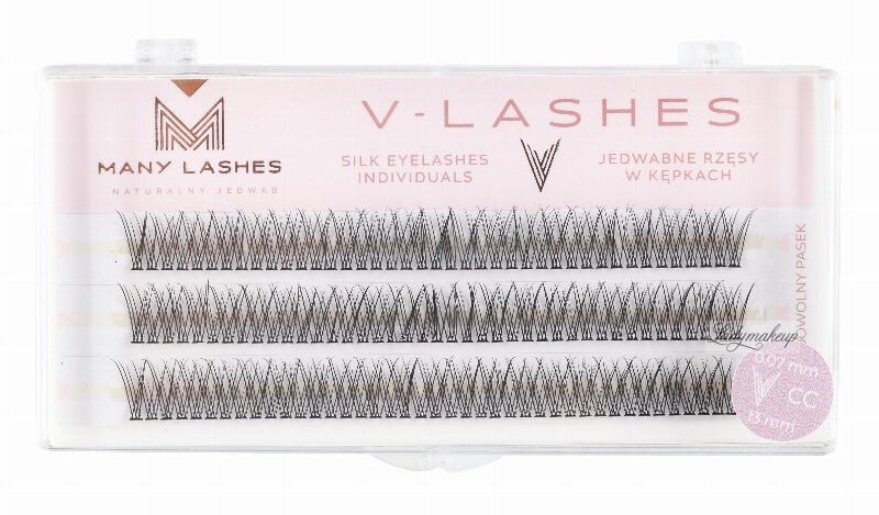 Many Beauty Many Beauty - Many Lashes - V-LASHES - Silk Eyelashes Individual - Jedwabne rzęsy w kępkach - Fish Tale - 0.07 STANDARD - CC-13mm