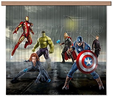 AG Design fcsxl 4330 Avengers Marvel, pokój dziecięcy firanka/zasłona, 180x160 cm, 2 części (część 1: 90x160 cm), materiału, multicolor, 0,1x180x160 cm FCSxL 4330