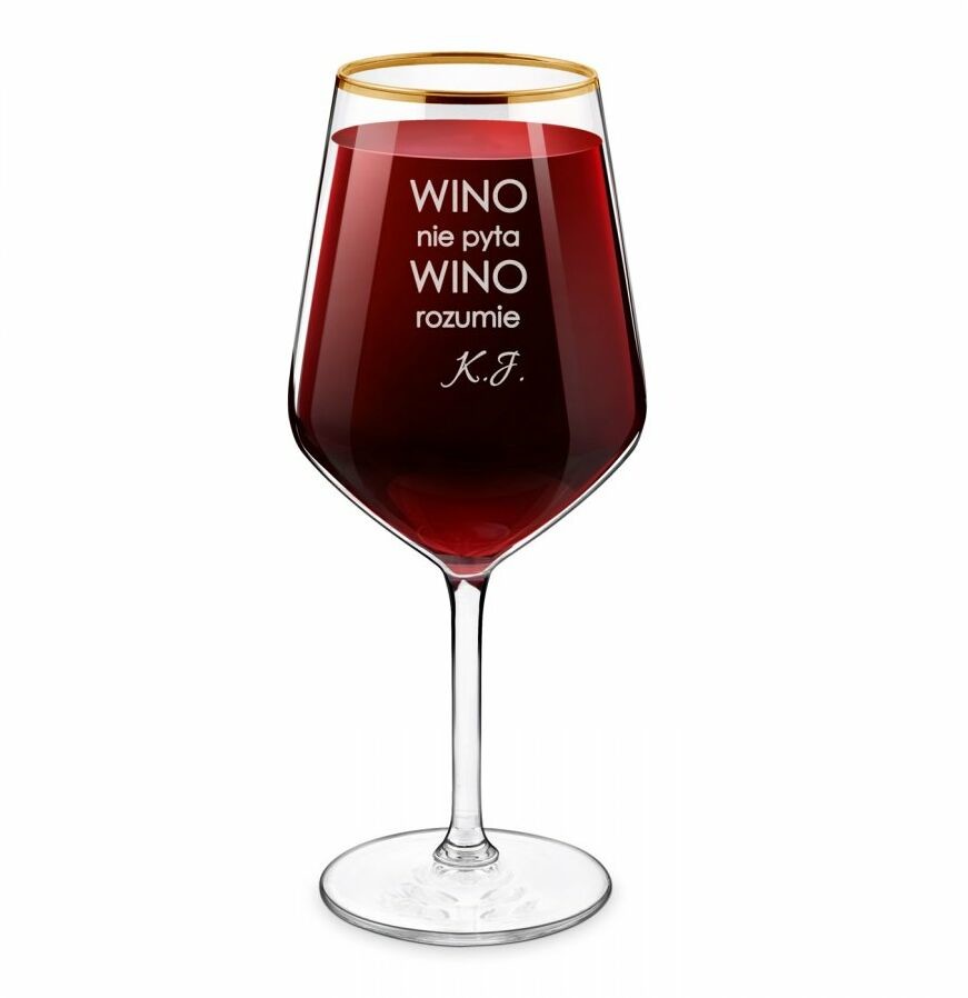 Murrano Kieliszek do wina pozłacany XL z grawerem dla winiarza singielki SKI-RB-Z-015