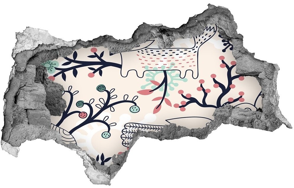 Wallmuralia.pl Dziura 3d fototapeta naklejka Zwierzęta i kwiaty