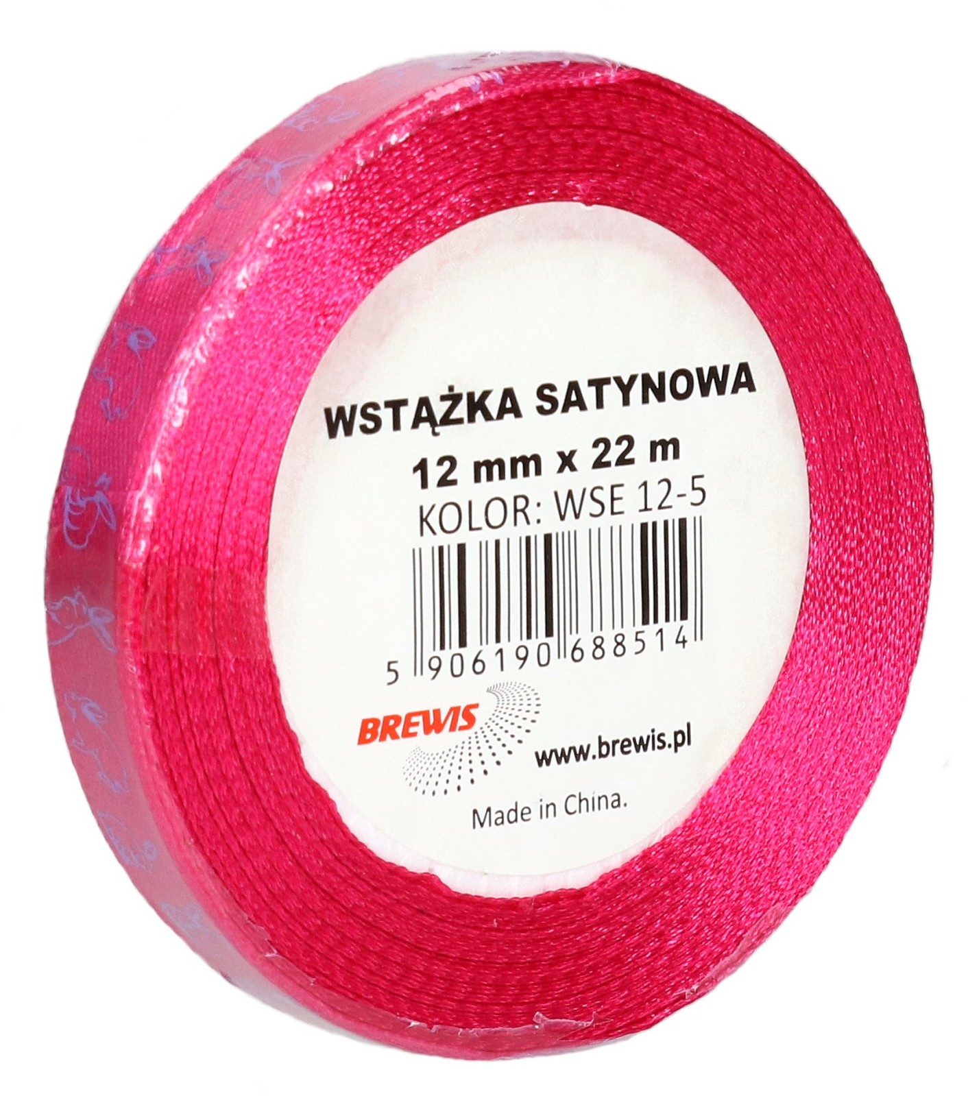 BREWIS Wstążka satynowa 12mm różowa wielkanoc Brewis WSE12-5