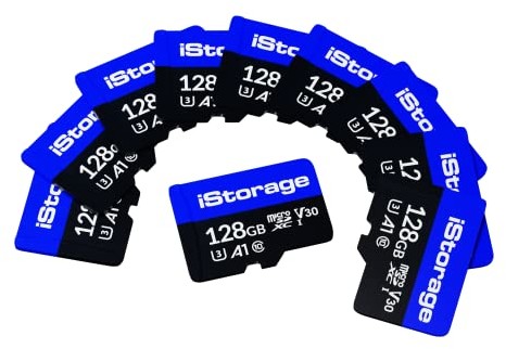 iStorage 10 sztuk kart iStorage microSD 128 GB | Szyfrowanie danych zapisanych na kartach iStorage za pomocą pamięci SDAshur SD USB | Kompatybilny tylko z dyskami SD datAshur IS-MSD-10-128