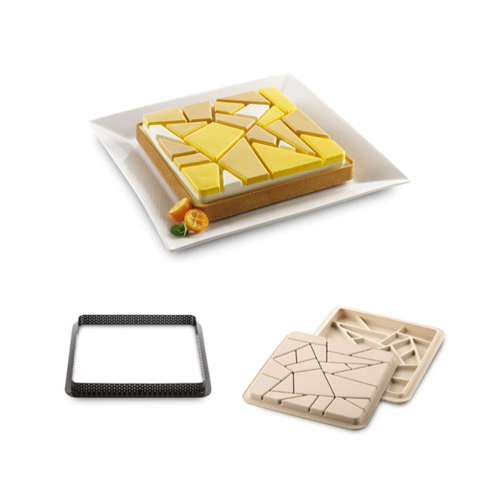 Silikomart Tartedecor Kit Tarte Liberty 18 X 18 Cm Czarna Forma Pierścień Do Pieczenia Tarty Plastikowy