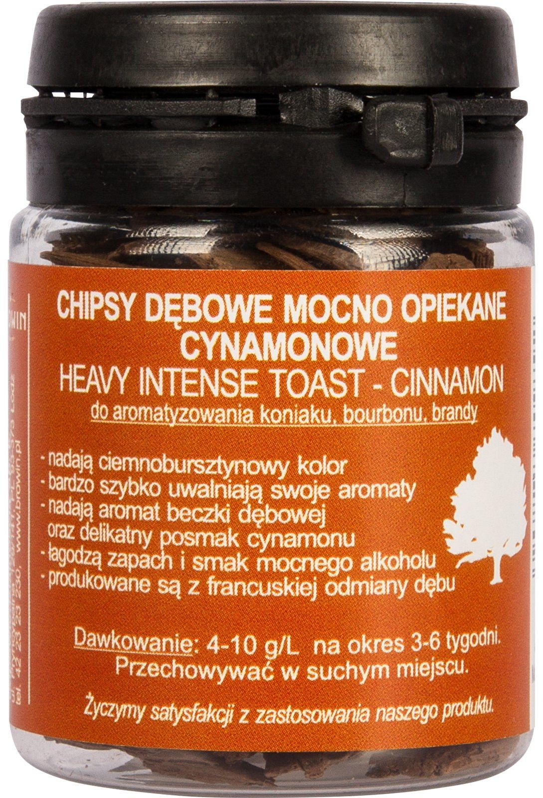 Browin Płatki dębowe cynamonowe, mocno opiekane, 20g