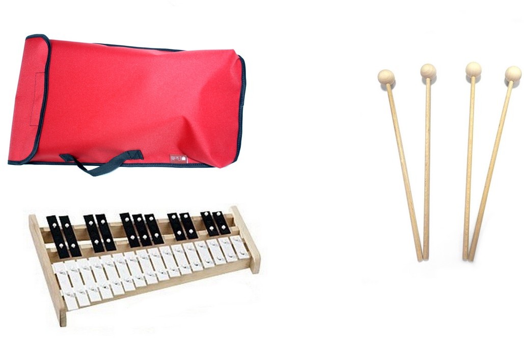 Dzwonki Chromatyczne Cymbałki + Czerwony +4 Pałki