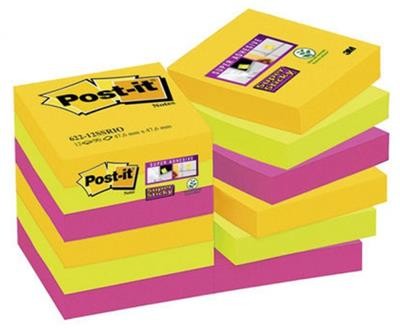 Post-It 3M Bloczek samoprzylepny Super Sticky (622-12SSRIO-EU), 47,6x47,6mm, 12x90 kart., paleta Rio de Janeiro 3M-70005271518