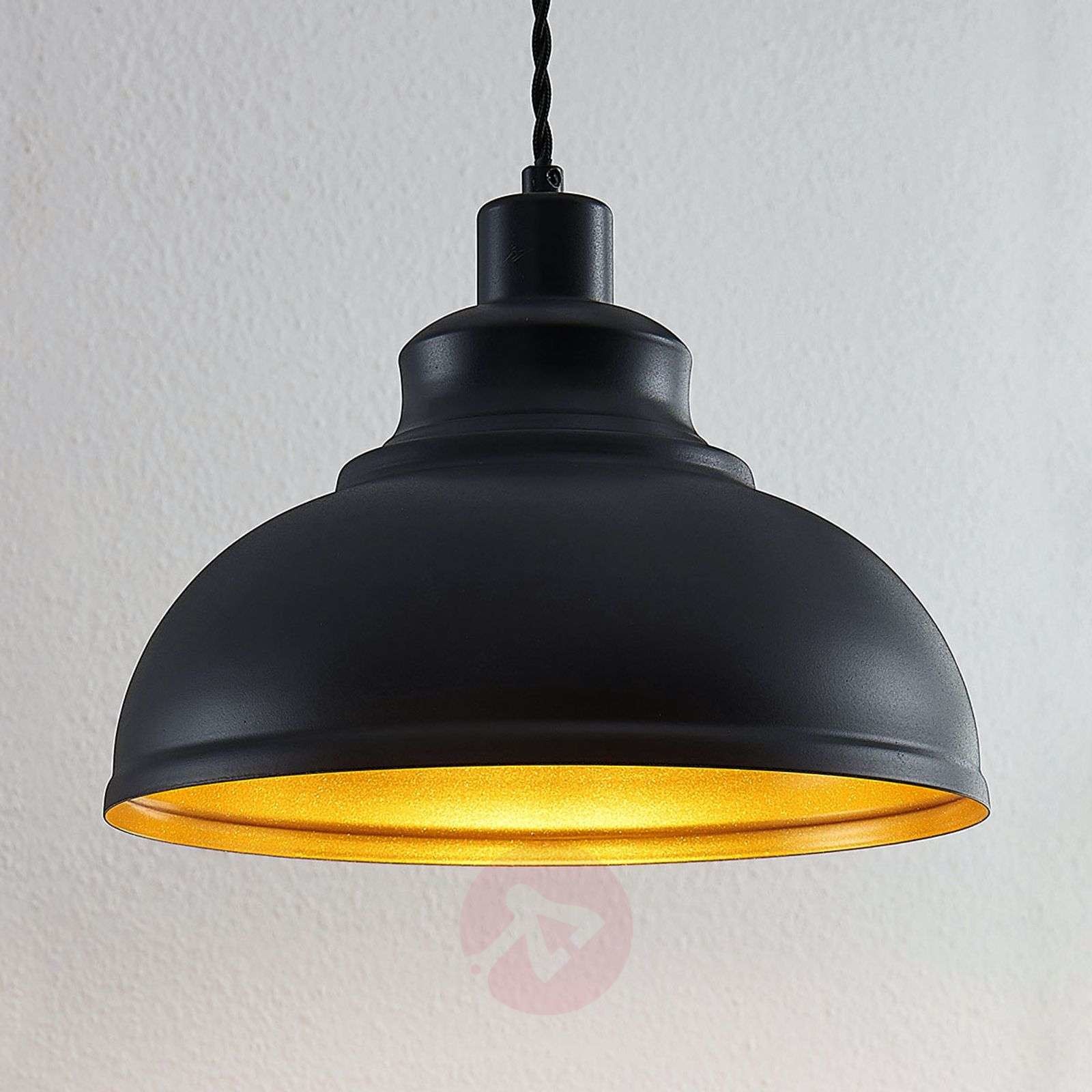 Lampenwelt com Lampa wisząca vintage Albertine, metal, czarna