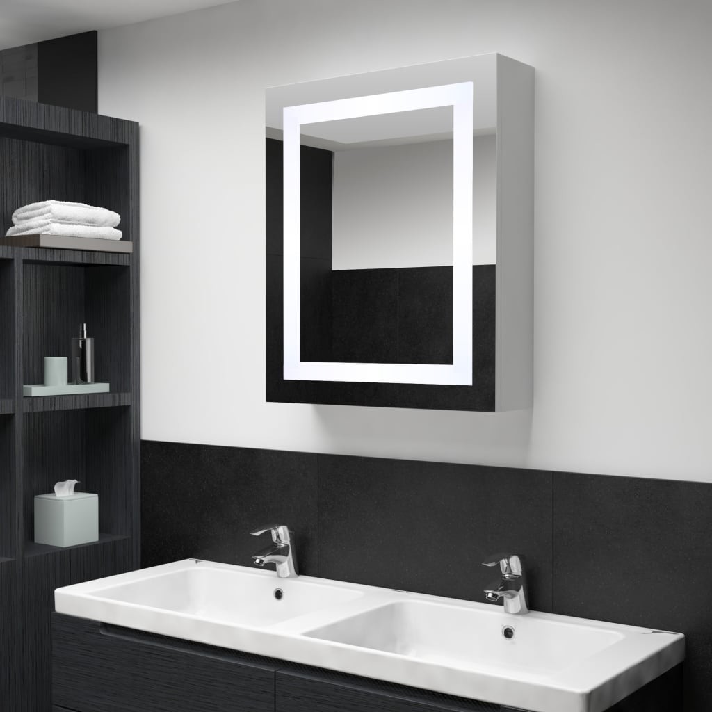 vidaXL Szafka łazienkowa z lustrem i LED, 50 x 13 x 70 cm