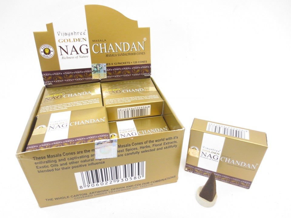 Vijayshree Kadzidełka VIJAYSREE Golden Nag Chandan stożkowe - 12 szt. vijaysree09