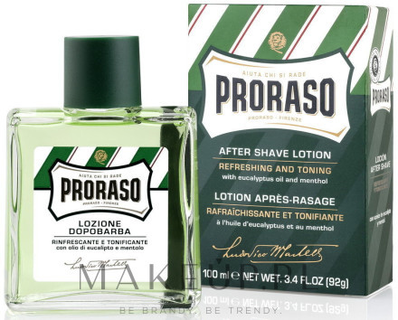 PRORASO Lotion po goleniu Mentol i eukaliptus - Green After Shave Lotion Lotion po goleniu Mentol i eukaliptus - Green After Shave Lotion