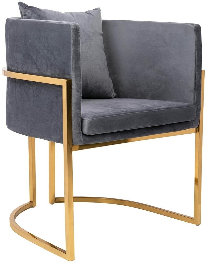 King Home Fotel CHLOE VELVET ciemny szary welur chrom podstawa złota MSE011000303.V23
