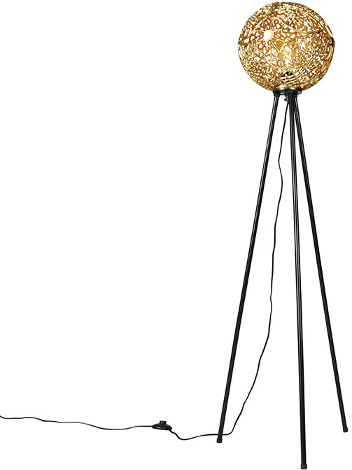 QAZQA Art deco vloerlamp tripod goud - Maro 104885