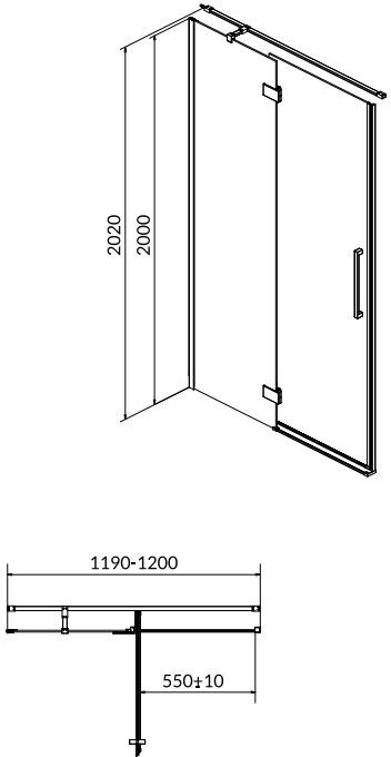 Cersanit Cersanit Crea Drzwi prysznicowe uchylne lewe 120x200 cm profile chrom szkło transpartentne CleanPro S159-003