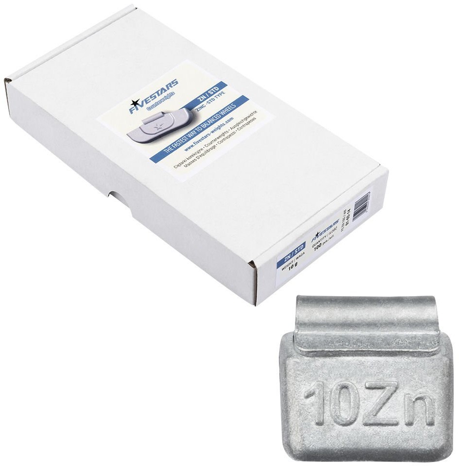 FIVESTARS Ciężarki Nabijane Cynkowe Do Felg Stalowych Fivestars 10G - 100 Szt.