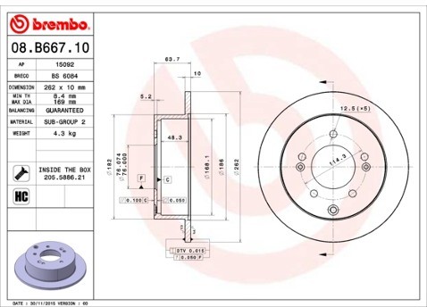 BREMBO Tarcza hamulcowa 08.B667.11