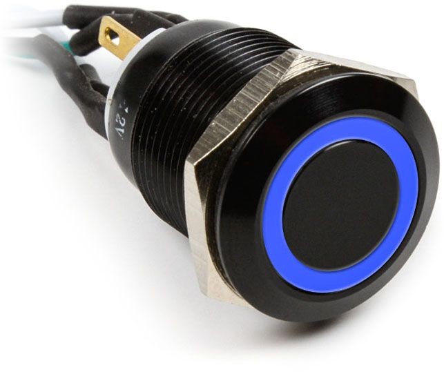 Impactics Przycisk power do komputera 19mm IP65 niebieski LED LAN_22_IP65_ALB_BL_1 LAN_22_IP65_ALB_BL_1