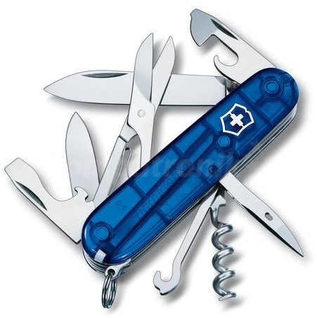 Victorinox Scyzoryk Climber transparentny niebieski Celidor 91mm blister 1.3703.T2B1