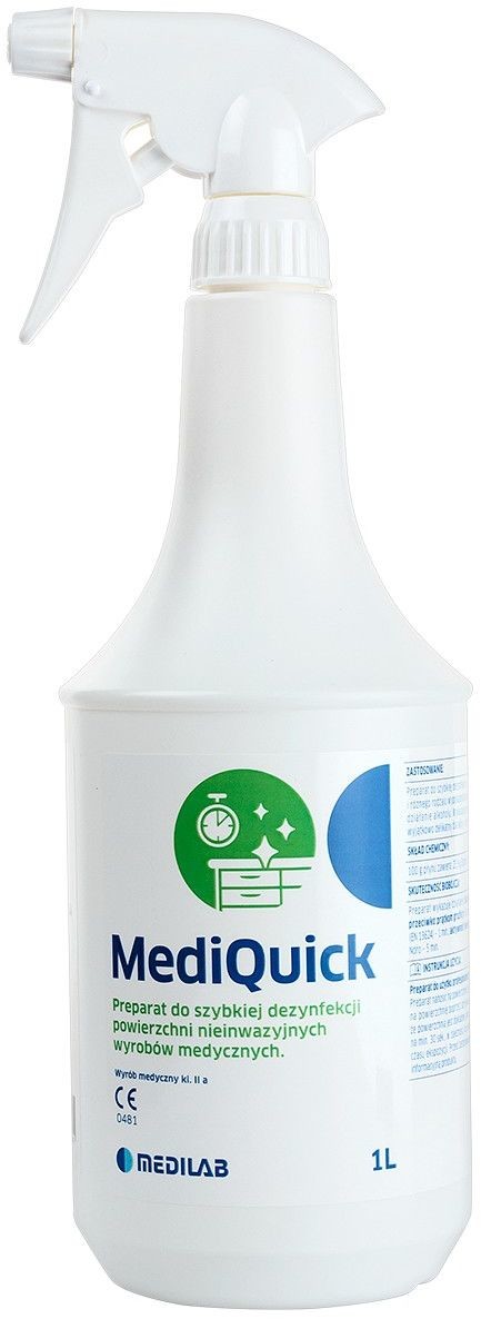 Medilab MediQuick płyn do dezynfekcji powierzchni 1 l Z atomizerem NN-MME-DPAA-008