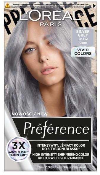 L'Oreal Paris Preference Vivid Colors trwała farba do włosów 10.112 Silver Grey 108456-uniw