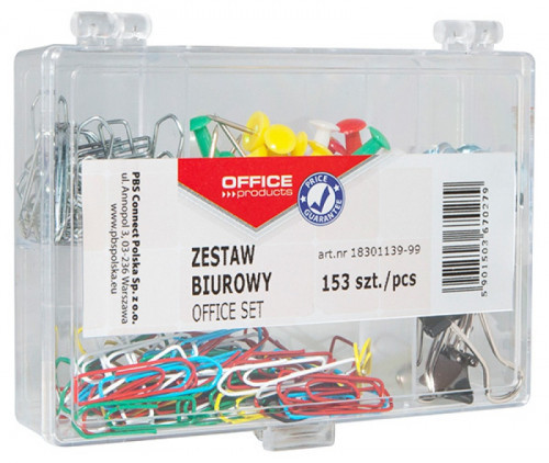 OFFICE PRODUCTS ZEST.BIUR OFFICEPRODUCTS PLASTIKOWE PUDEŁKO PINEZKI,KLIPY,SPINACZE) MIKS153SZT Dzień  w piątek 30.06.2017! 18301139-99