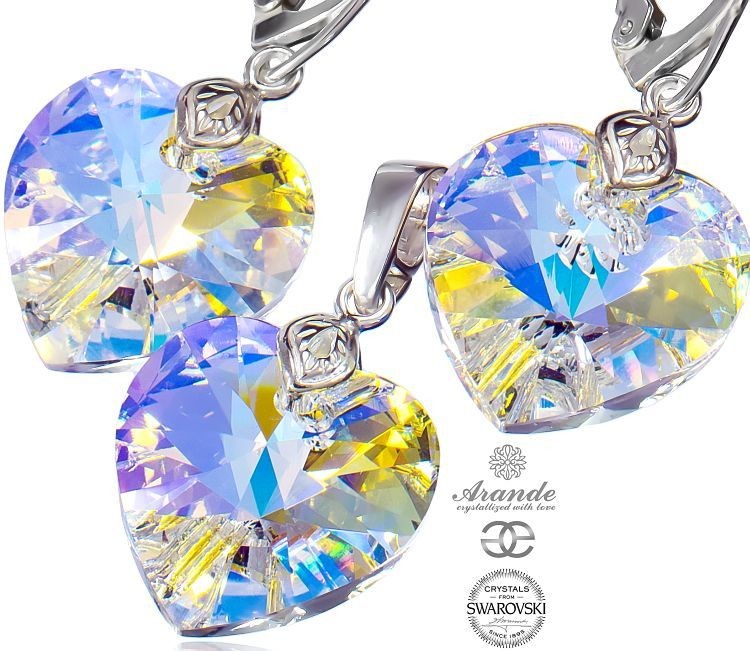 Arande SWAROVSKI piękny komplet serce AURORA SREBRO 700895