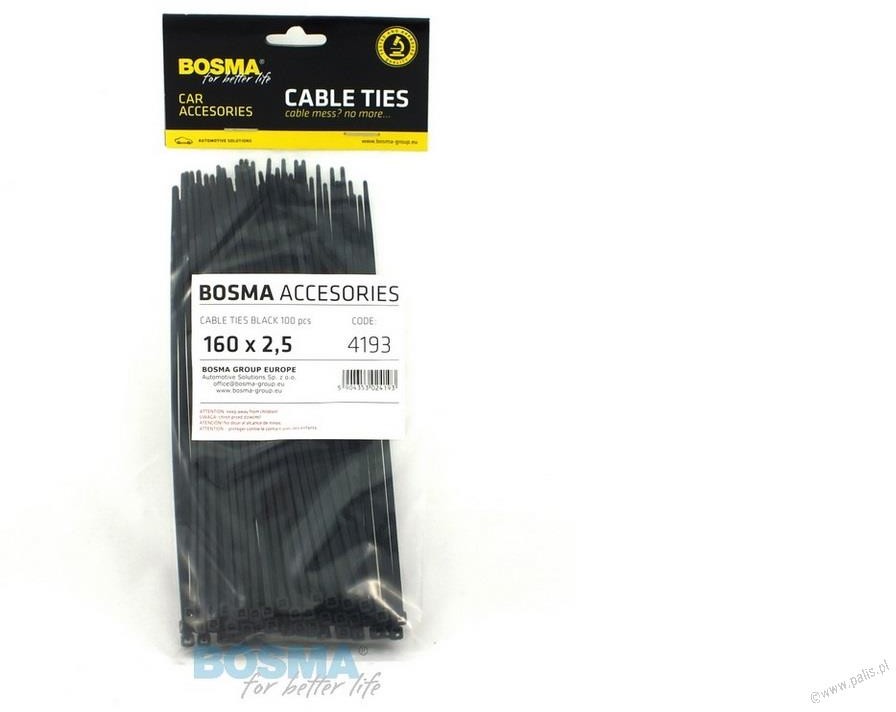Bosma BOSMA 4193 OPASKI ZACISKOWE 2,5x160mm CZARNY 100 szt) 4193