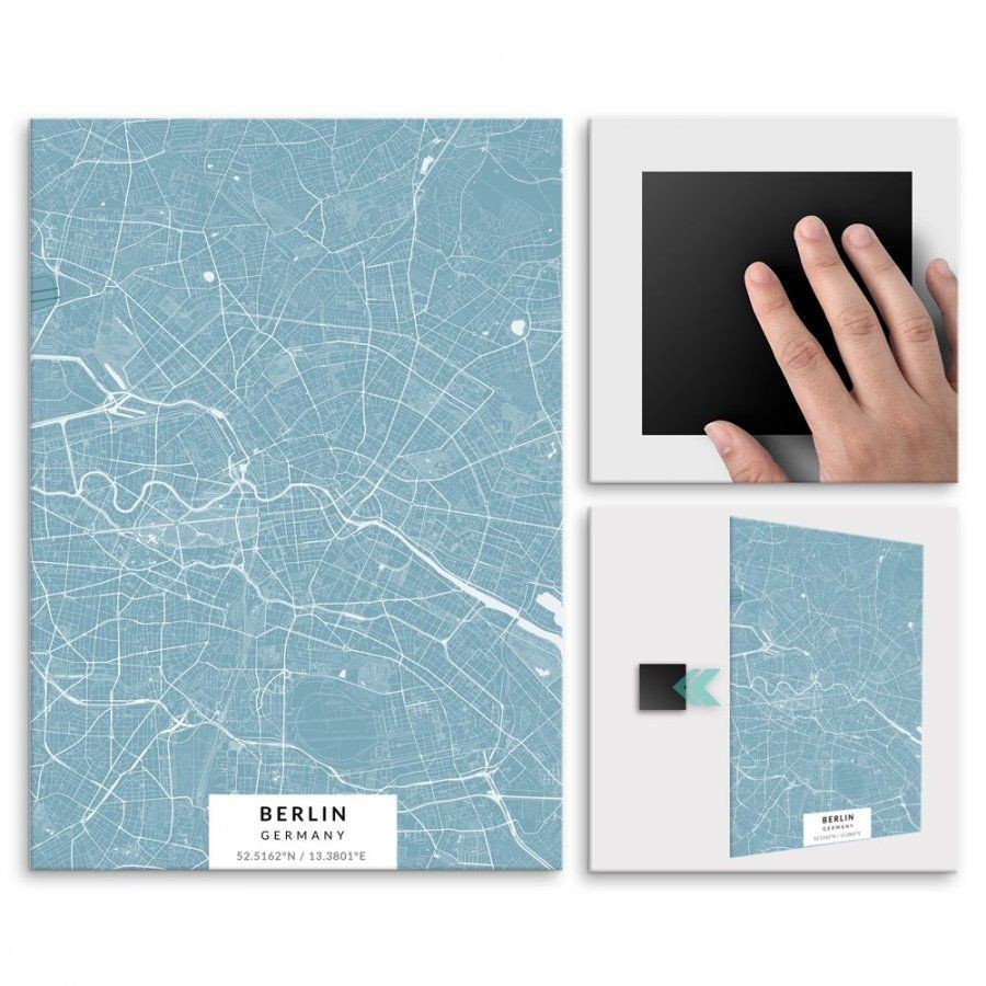 Pix4home Plakat metalowy Mapa Lazur Berlin L POS-L-02202