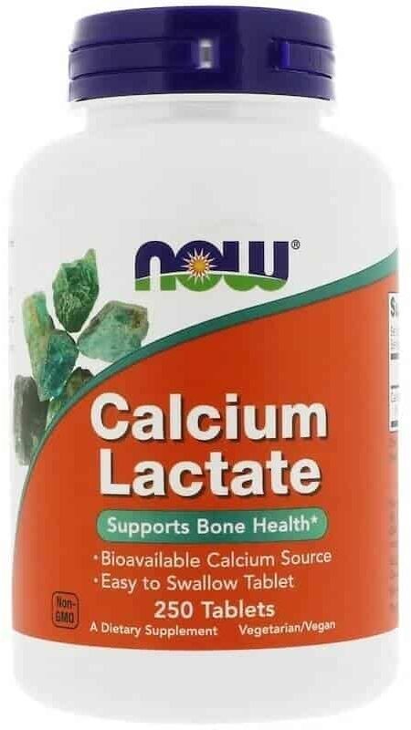 NOW FOODS Calcium Lactate (Mleczan wapnia) 250 Tabletek wegetariańskich