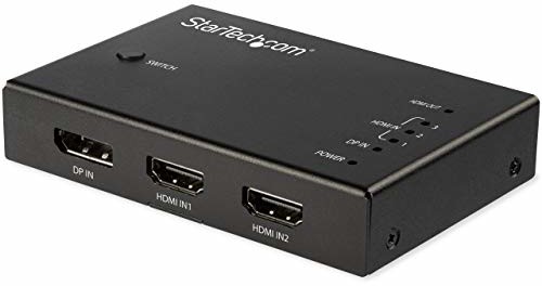 StarTech com com VS421HDDP przełącznik HDMI wideo z 4 portami (3 x HDMI i 1 x DisplayPort, 4 K 60 Hz, automatyczny rozdzielacz VS421HDDP