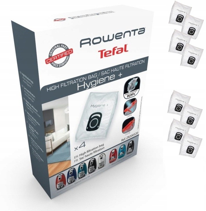 ROWENTA Worki Tefal Hygiene+ 8 Szt Oryginał ZR2005