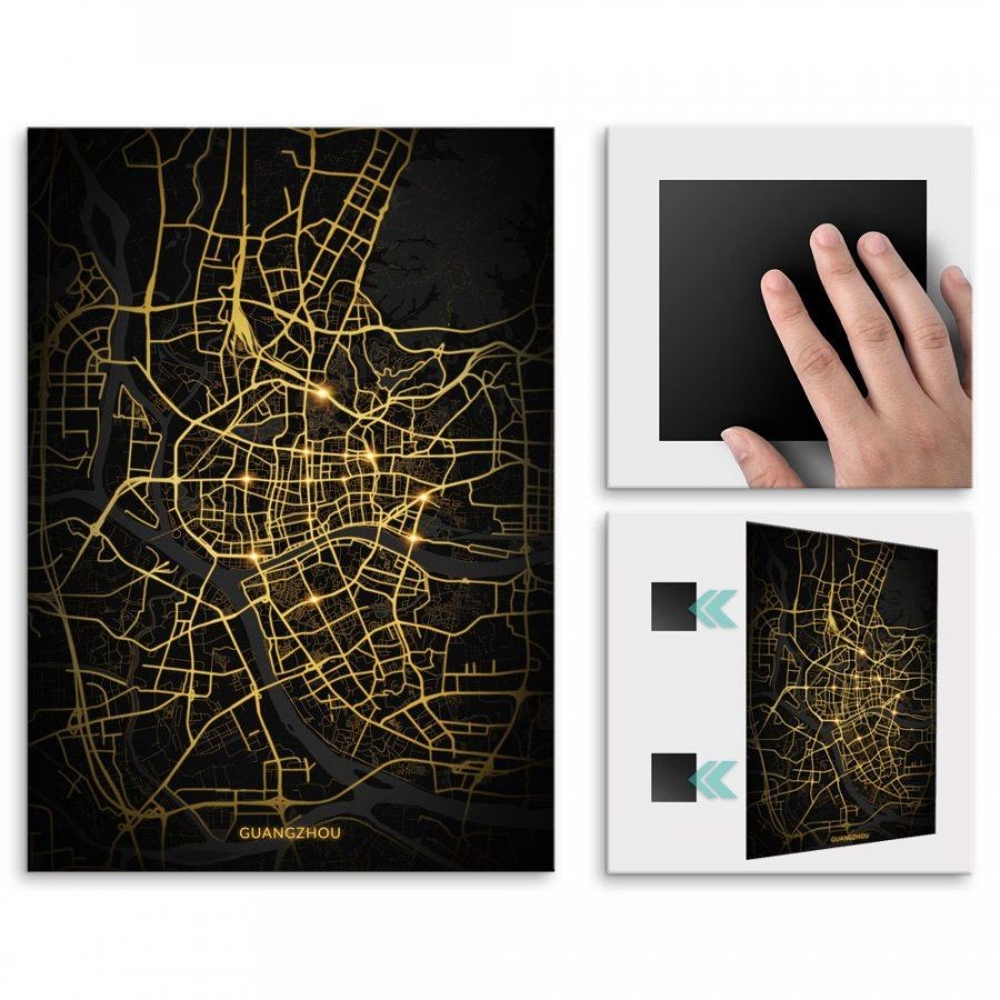 Pix4home Plakat metalowy Mapa City Lights Kanton L POS-L-03481