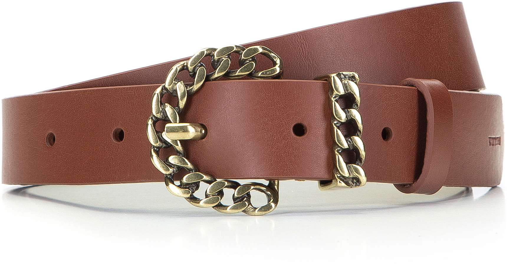 Wittchen Damski pasek skórzany z łańcuchową klamrą