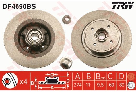 TRW Tarcza hamulcowa DF4690BS